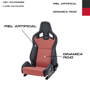 ASIENTO RECARO SPORTSTER CS AIRBAG CALEFACCION PIEL ARTIFICIAL NEGRO/DINAMICA ROJO COPILOTO RECARO | VRM Motorsports
