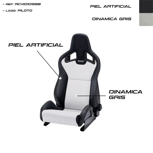Asiento RECARO Sportster CS Calefaccion Piel Artificial Negro/dinamica Gris Piloto - imagen 3 VRM Motorsports