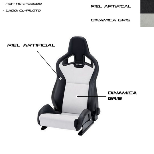 Asiento RECARO Sportster CS Airbag Calefaccion Piel Artificial Negro/Dinamica Gris Copiloto - Imagen 3 RECARO VRM Motorsports