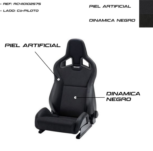 ASIENTO RECARO SPORTSTER CS CALEFACCION PIEL ARTIFICIAL NEGRO/DINAMICA NEGRO COPILOTO