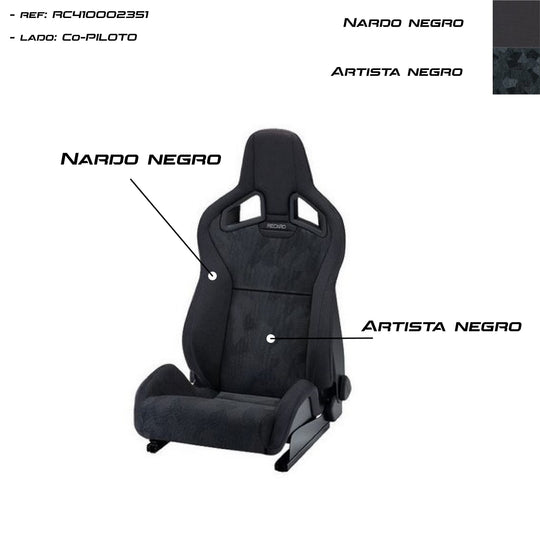 Asiento RECARO Sportster CS Artista Negro/nardo Negro Copiloto - imagen 3 VRM Motorsports