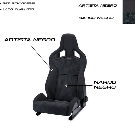 Asiento RECARO Sportster CS Airbag Artista Negro/nardo Negro Copiloto - imagen 3 VRM Motorsports