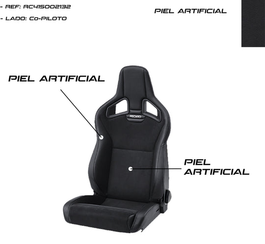 RECARO Cross Sportster CS Airbag Piel Artificial Negro Copiloto - Imagen 3 RECARO VRM Motorsports