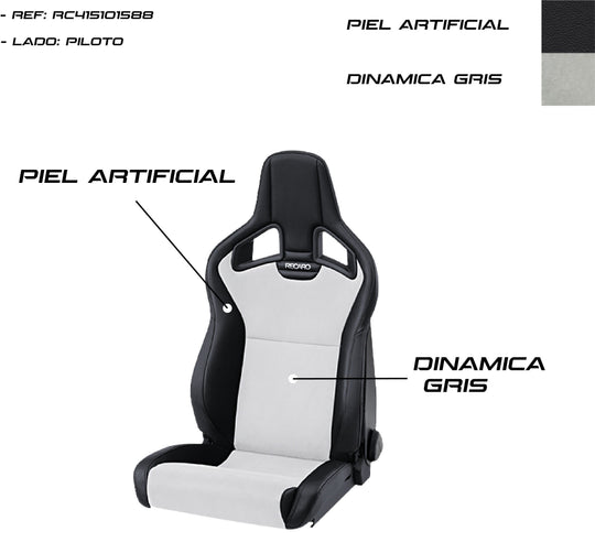 ASIENTO RECARO CROSS SPORTSTER CS AIRBAG CALEFACCION PIEL ARTIFICIAL NEGRO/DINAMICA GRIS PILOTO RECARO | VRM Motorsports
