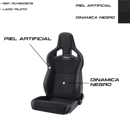 ASIENTO RECARO CROSS SPORTSTER CS AIRBAG CALEFACCION PIEL ARTIFICIAL NEGRO/DINAMICA NEGRO PILOTO
