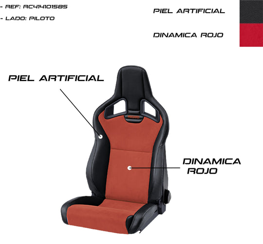 ASIENTO RECARO CROSS SPORTSTER CS CALEFACCION PIEL ARTIFICIAL NEGRO/DINAMICA ROJO PILOTO RECARO | VRM Motorsports
