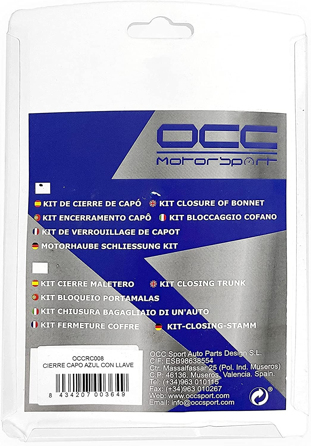 KIT CIERRE CAPOT LLAVE NEGRO/PLATA OCC MOTORSPORT - OCC Motorsport - VRM Motorsports