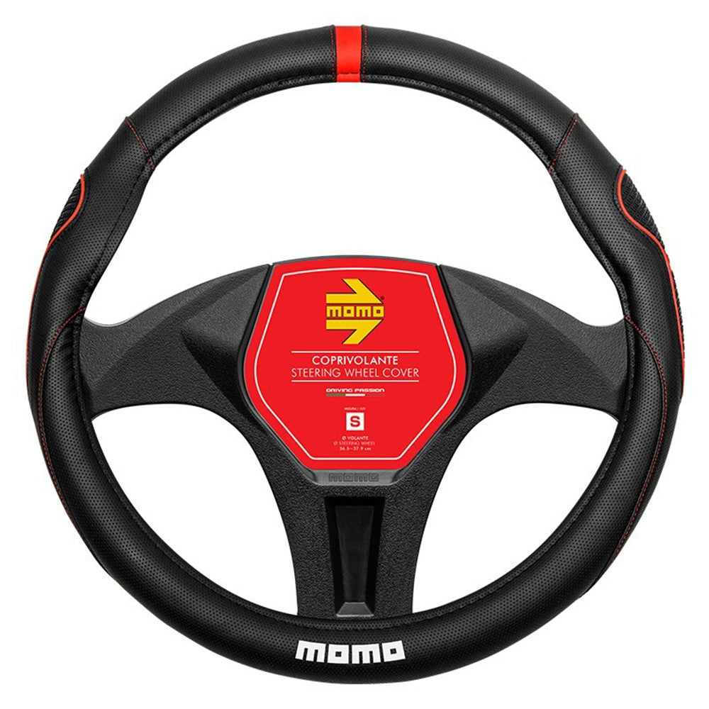 FUNDA VOLANTE MOMO SUPERGRIP UNIVERSAL NEGRO Y ROJO 38-39CM MOMO | VRM Motorsports