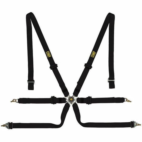 OMP 6-Punkt-Gurt, 15,2 cm, zum Herunterziehen, Schwarz