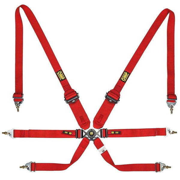 OMP 6-PUNKT-GURT ONE 3"+2" ENDURANCE PULL DOWN - FIA 8853-2016 ROT