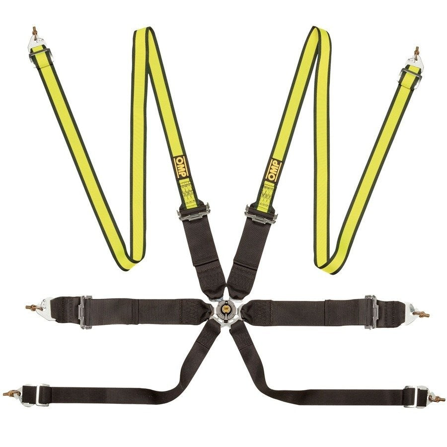 ARNES OMP 6 PUNTOS FIRST 3+2" PULL UP FIA 8853-2016 NEGRO / AMARILLO FLUO - OMP original VRM Motorsports imagen 1