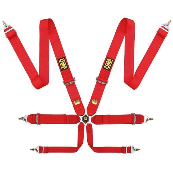 OMP 6-PUNKT-GURT FIRST 3" PULL UP FIA 8853-2016 ROT