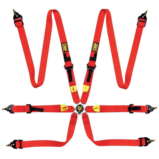 ARNES OMP 6 PUNTOS FIRST 2" FIA 8853-2016 PULL UP - ACERO AJUSTABLE ROJO OMP RACING | VRM Motorsports