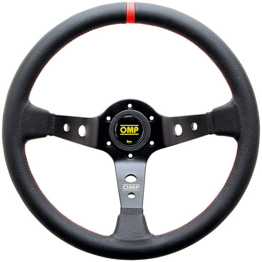 VOLANTE OMP CORSICA PIEL 350MM BRAZOS NEGRO - DETALLE ROJO - OMP original VRM Motorsports imagen 1