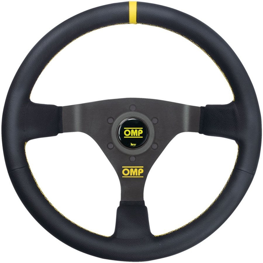 VOLANTE OMP WRC PIEL 350MM NEGRO - DETALLE AMARILLO - OMP original VRM Motorsports imagen 1