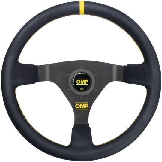 VOLANTE OMP WRC PIEL 350MM NEGRO - DETALLE AMARILLO - OMP original VRM Motorsports imagen 1