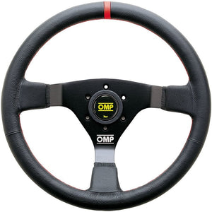 VOLANTE OMP WRC PIEL 350MM NEGRO - DETALLE ROJO OMP RACING | VRM Motorsports