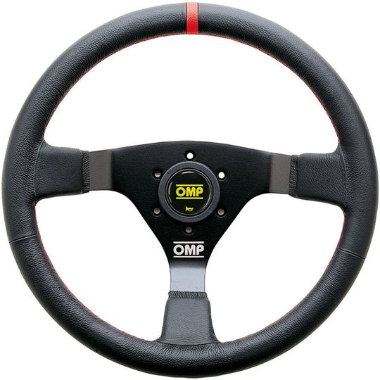 VOLANTE OMP WRC PIEL 350MM NEGRO - DETALLE ROJO OMP RACING | VRM Motorsports