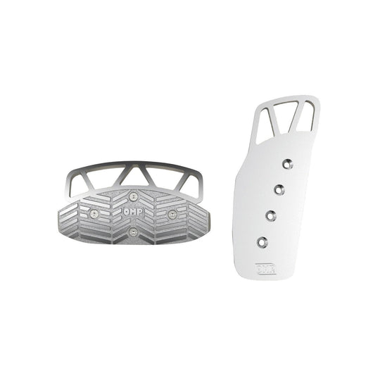 JUEGO 2 PEDALES OMP ALUMINIO ANODIZADO PLATA COCHE AUTOMATICO OMP RACING | VRM Motorsports