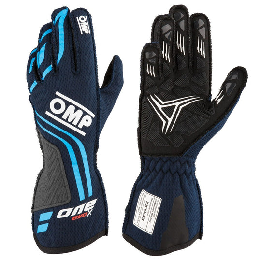 GUANTES OMP ONE EVO-X MY24 FIA 8856-2018 AZUL MARINO / CIAN TALLA S - OMP original VRM Motorsports imagen 1