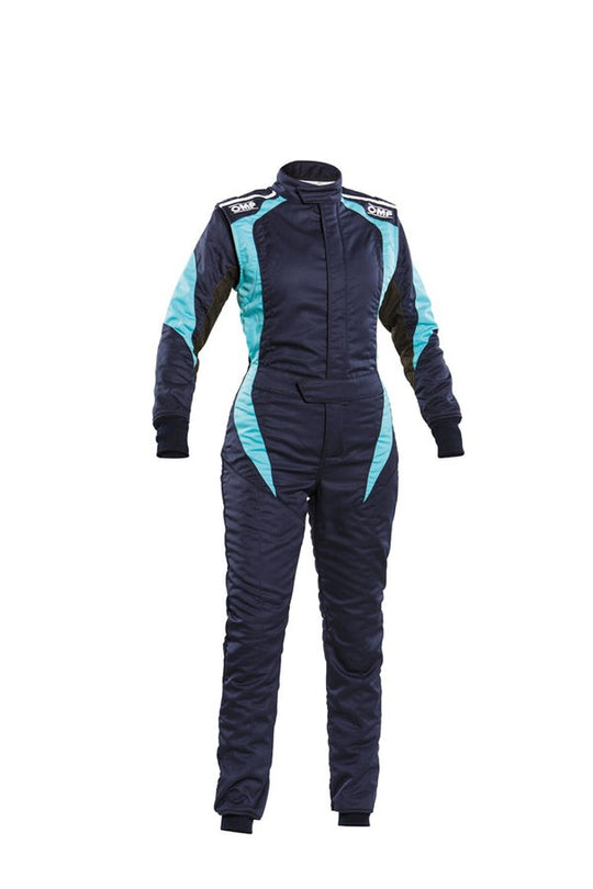 TRAJE DE CARRERAS FIRST ELLE FEMENINO FIA 8856-2018 AZUL MARINO / TIFFANY TALLA 50 OMP RACING | VRM Motorsports