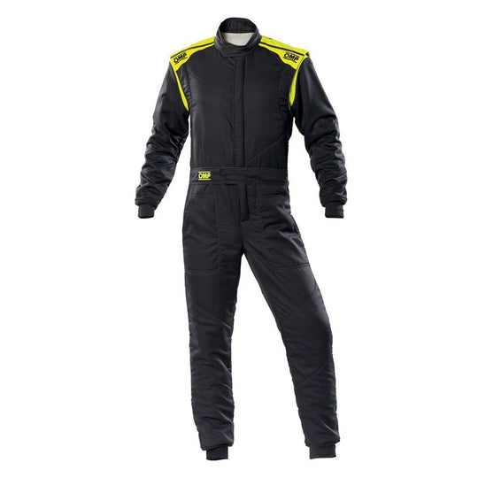 TRAJE DE CARRERAS FIRST-S FIA 8856-2018 ANTRACITA / AMARILLO FLUO TALLA 60 OMP RACING | VRM Motorsports