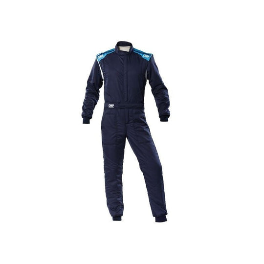 TRAJE DE CARRERAS FIRST-S FIA 8856-2018 AZUL MARINO / CIAN TALLA 60 OMP RACING | VRM Motorsports