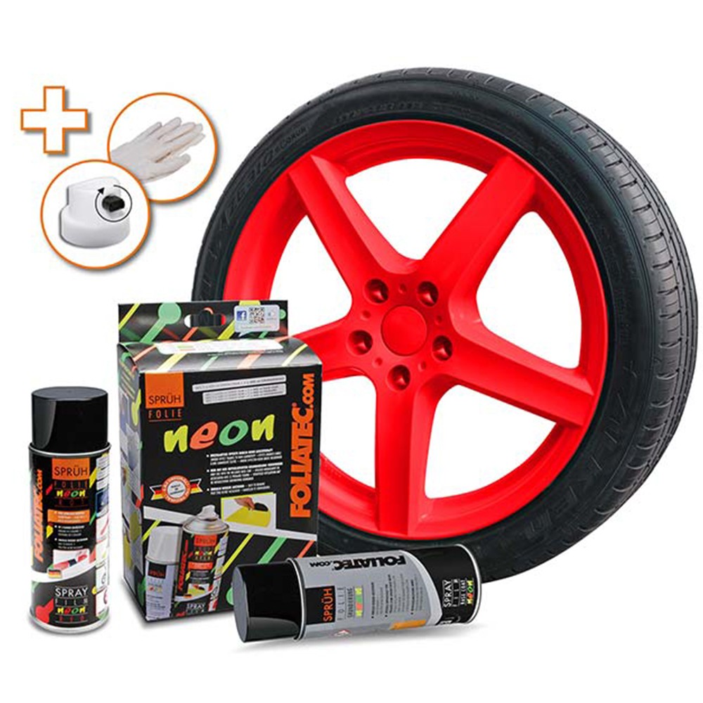 Foliatec Goma Líquida Neón 2 Pc. Set Rojo 1 x 400 ml + Base Coat 1 x 400 ml - Foliatec original VRM Motorsports