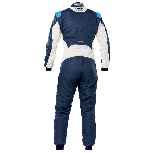 TRAJE DE CARRERAS TECNICA EVO FIA 8856-2018 AZUL MARINO / GRIS / CIAN TALLA 56 OMP RACING | VRM Motorsports
