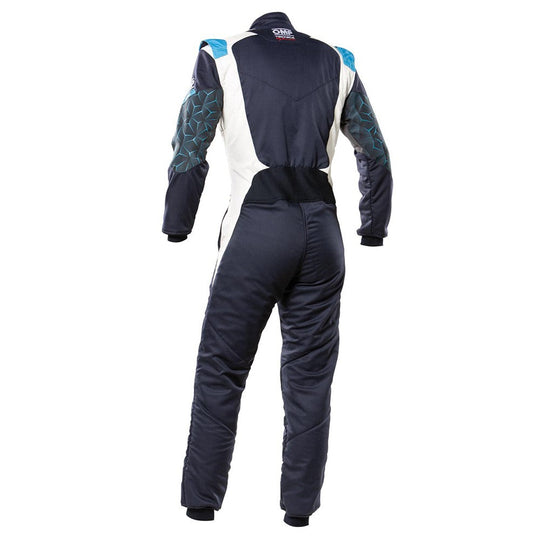 TRAJE DE CARRERAS TECNICA HYBRID FIA 8856-2018 AZUL MARINO / CIAN TALLA 50 OMP RACING | VRM Motorsports