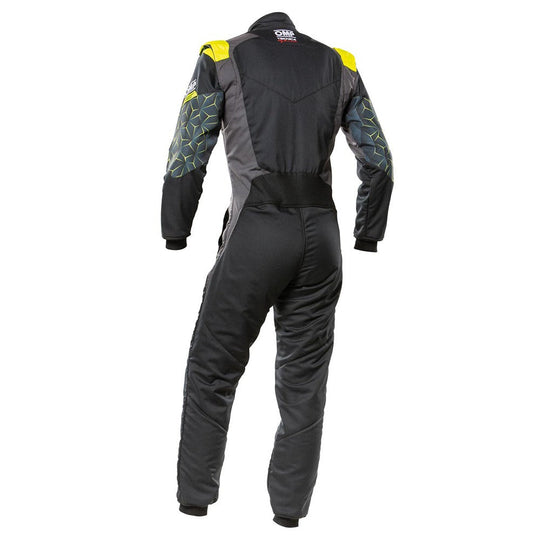 TRAJE DE CARRERAS TECNICA HYBRID FIA 8856-2018 NEGRO / AMARILLO FLUO TALLA 48 OMP RACING | VRM Motorsports
