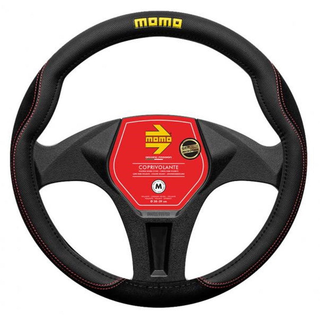 FUNDA VOLANTE MOMO COMFORT MICROF. BLK-RED STC_M 38-39CM MOMO | VRM Motorsports
