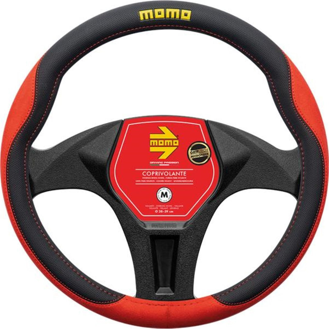 FUNDA VOLANTE MOMO COMFORT MICROF. RED-BLACK_M 38-39CM MOMO | VRM Motorsports