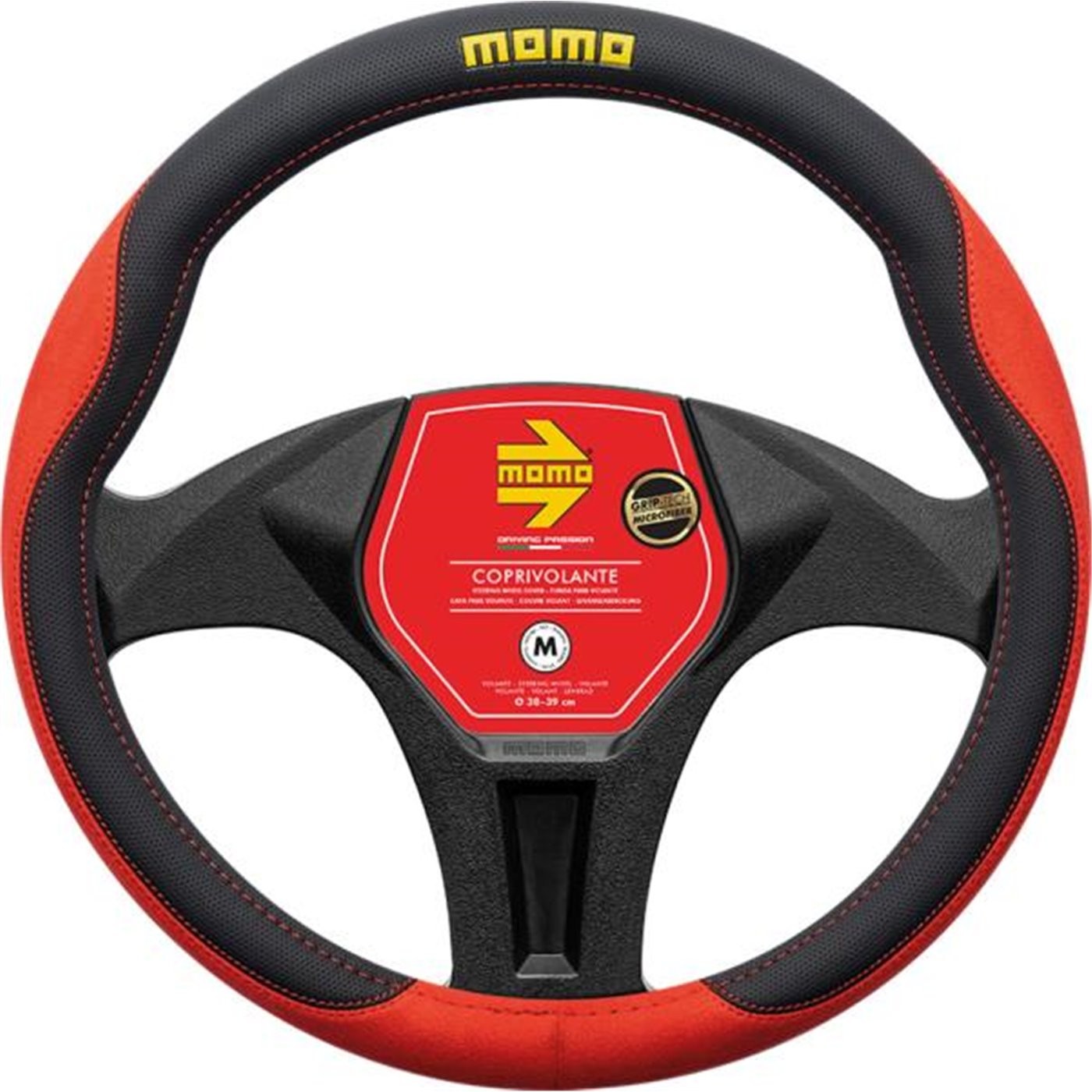 FUNDA VOLANTE MOMO COMFORT MICROF. RED-BLACK_M 38-39CM MOMO | VRM Motorsports