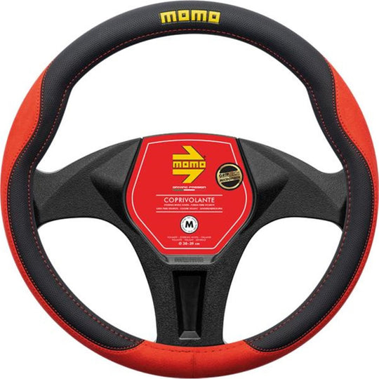 FUNDA VOLANTE MOMO COMFORT MICROF. RED-BLACK_M 38-39CM MOMO | VRM Motorsports
