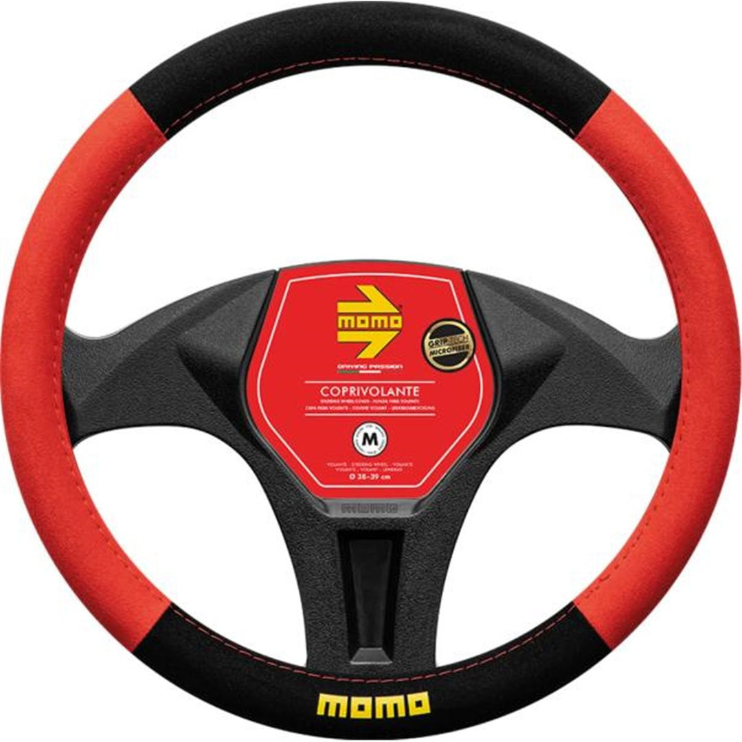 FUNDA VOLANTE MOMO EASY MICROF. RED-BLACK_M 38-39CM MOMO | VRM Motorsports