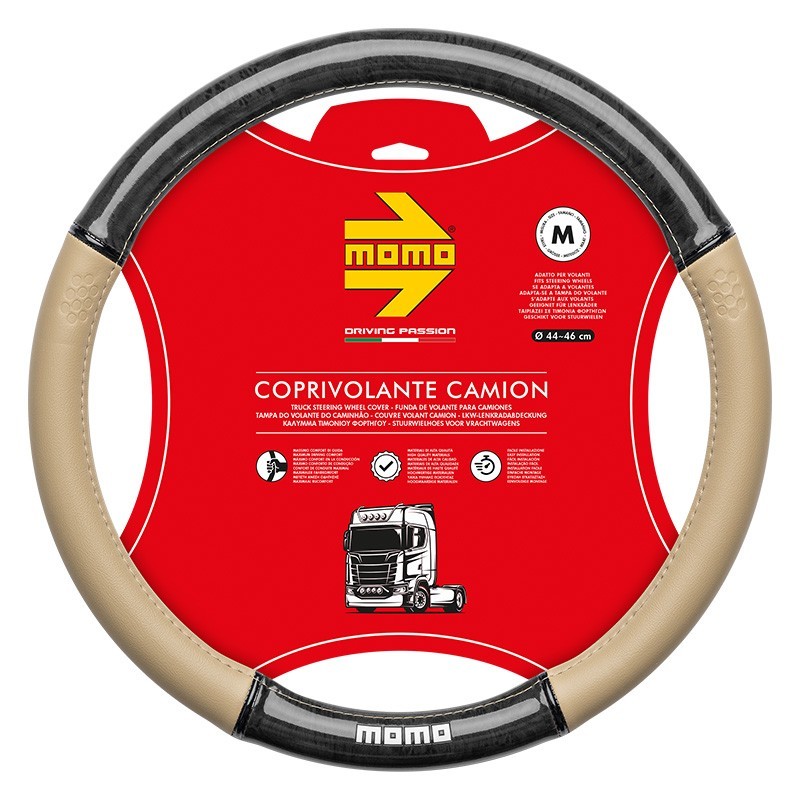 FUNDA VOLANTE MOMO TRUCK LUXURY WOOD BEIGE-BLK 44-46 CM MOMO | VRM Motorsports