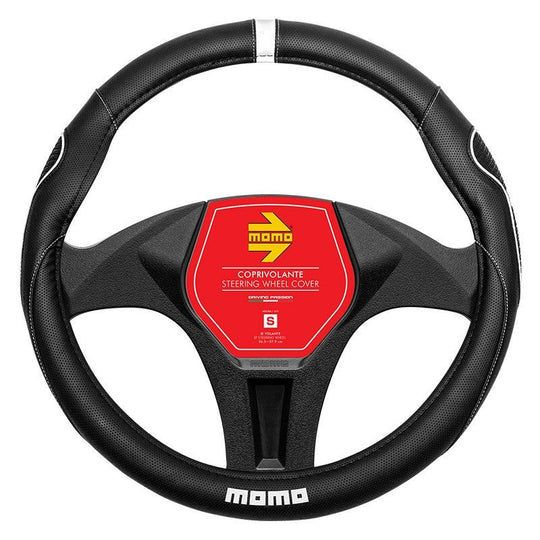 FUNDA VOLANTE MOMO 014 SUPERGRIP BLACK-WHITE PU S 36,5CM-37,9CM MOMO | VRM Motorsports