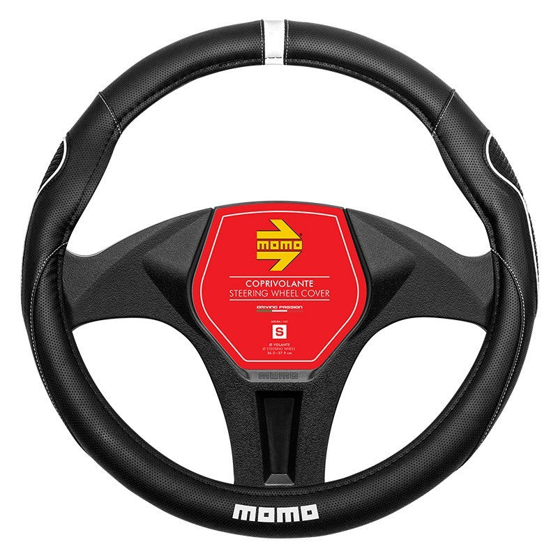 FUNDA VOLANTE MOMO SUPERGRIP UNIVERSAL NEGRO/BLANCO 38-39CM MOMO | VRM Motorsports