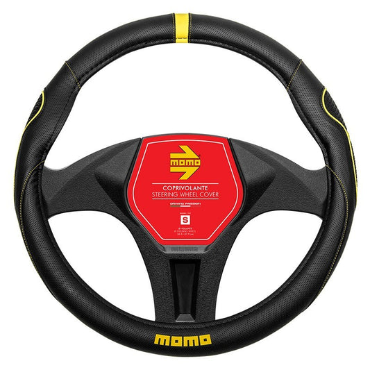 FUNDA VOLANTE MOMO SUPERGRIP UNIVERSAL NEGRO Y AMARILLO 38-39CM