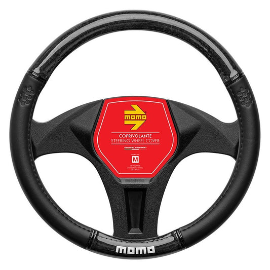 FUNDA VOLANTE MOMO LUXURY WOOD BLACK M 38-39CM