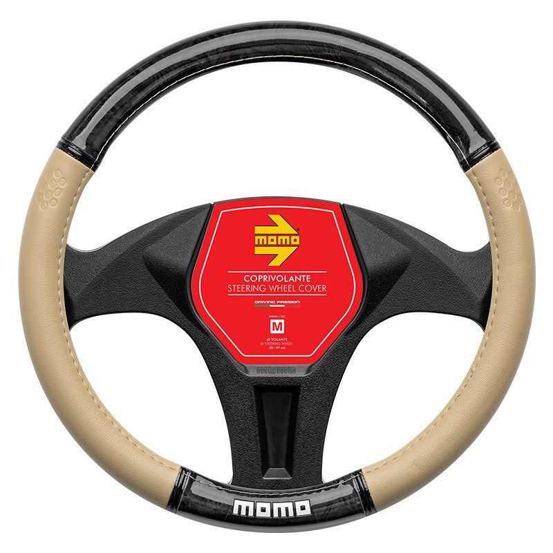 FUNDA VOLANTE MOMO LUXURY WOOD BEIGE-BLACK M MOMO | VRM Motorsports