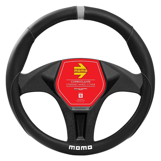 FUNDA VOLANTE MOMO ELEGANT UNIVERSAL NEGRO Y GRIS 38-39CM