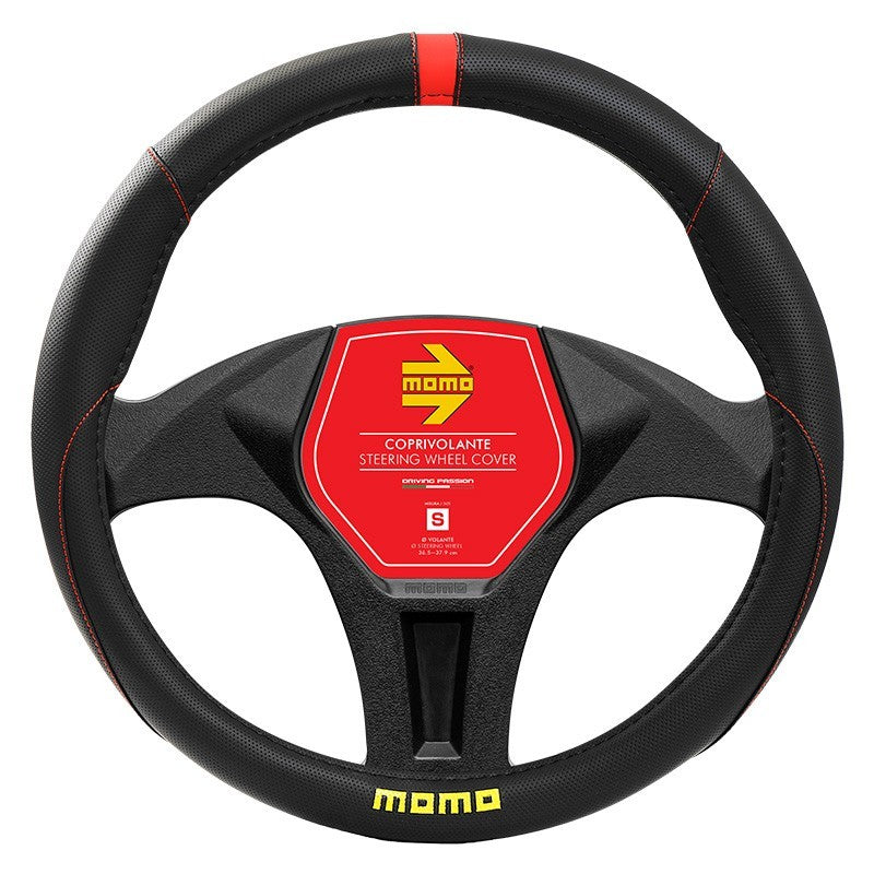 FUNDA VOLANTE MOMO ELEGANT UNIVERSAL NEGRO Y ROJO 38-39CM MOMO | VRM Motorsports