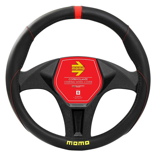 FUNDA VOLANTE MOMO ELEGANT UNIVERSAL NEGRO Y ROJO 38-39CM MOMO | VRM Motorsports