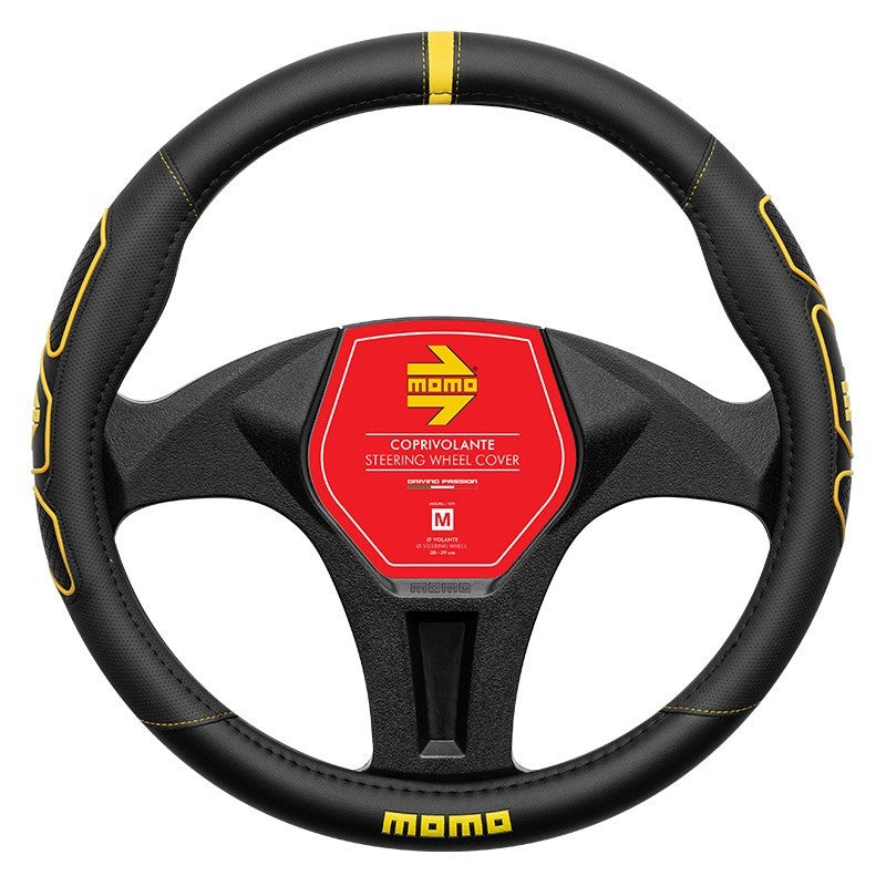 FUNDA VOLANTE MOMO PROFILE BLACK-YELLOW M 38-39CM MOMO | VRM Motorsports