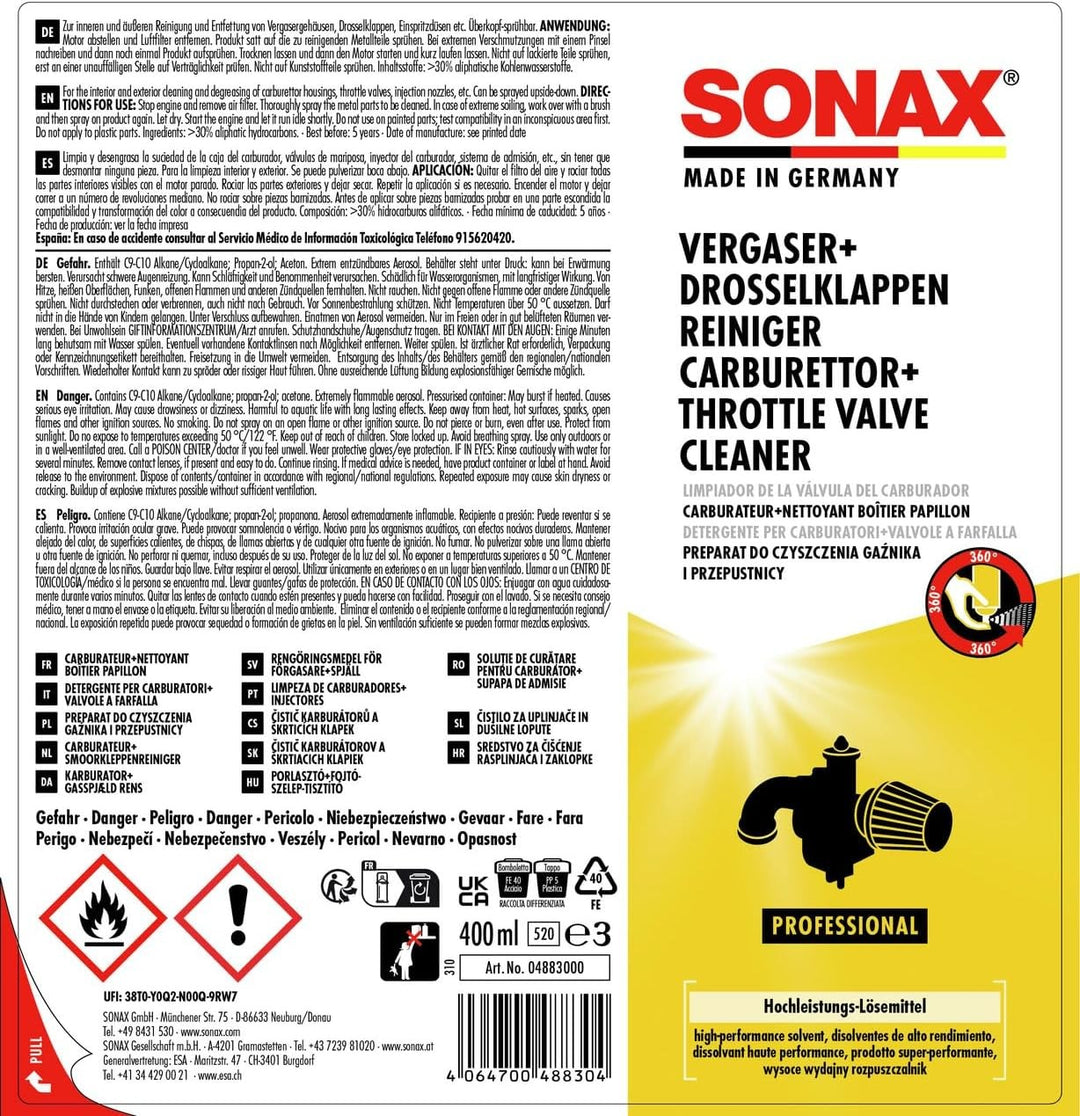 SONAX LIMPIADOR DE LA VÁLVULA DEL CARBURADOR - Imagen 2 SONAX VRM Motorsports