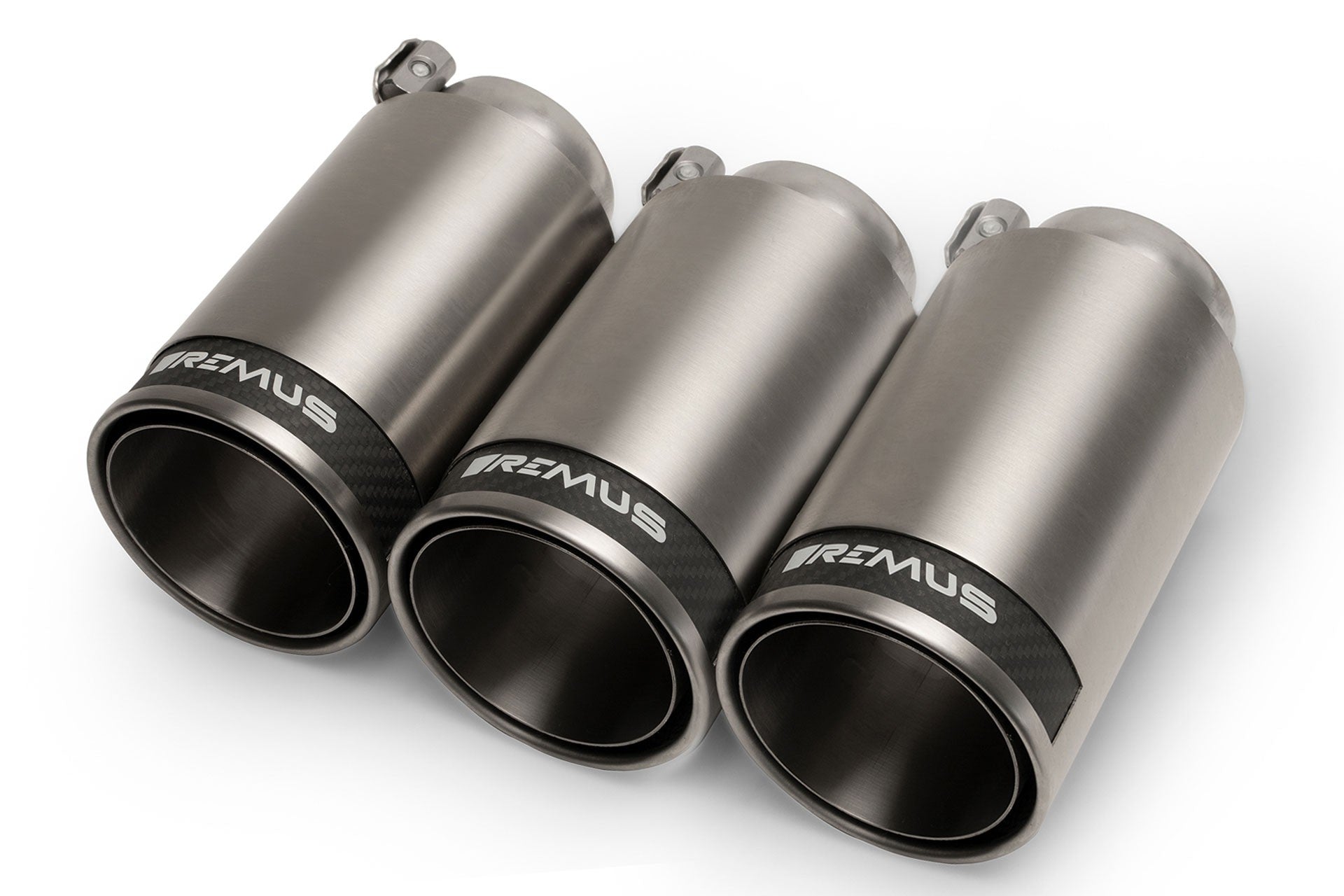 Set De 3 Colas REMUS De 98Mm Cromo Con Insercion De Carbono REMUS | VRM Motorsports
