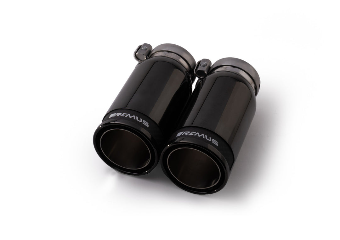 Set De 2 Colas REMUS De 84Mm Negras Insercion Carbono REMUS | VRM Motorsports