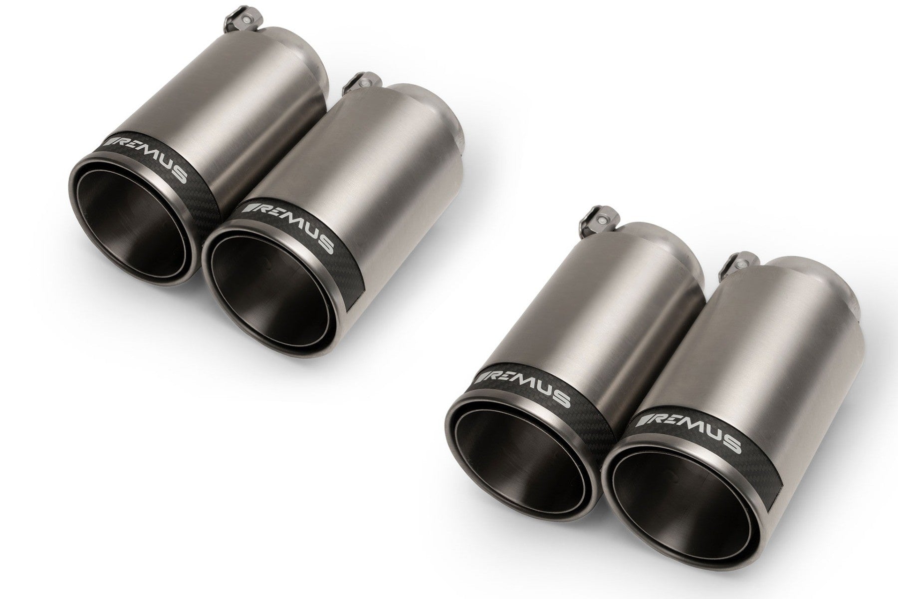 Set De 4 Colas REMUS De 98Mm Cromo Con Insercion De Carbono REMUS | VRM Motorsports